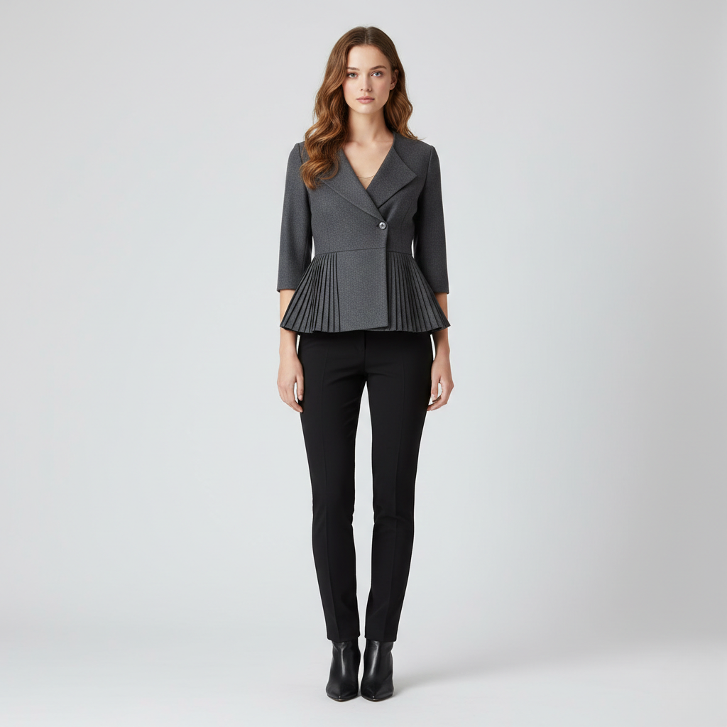Pleated Peplum Tailored Blazer