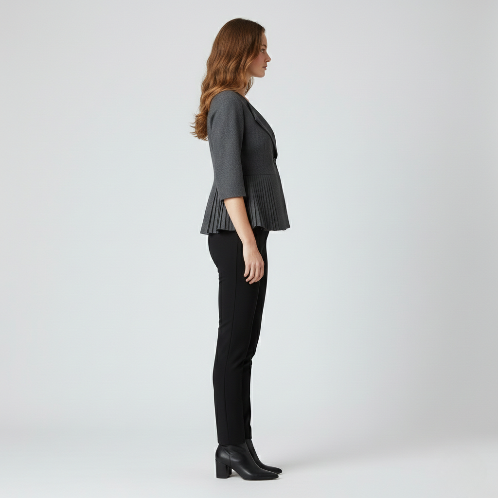 Pleated Peplum Tailored Blazer