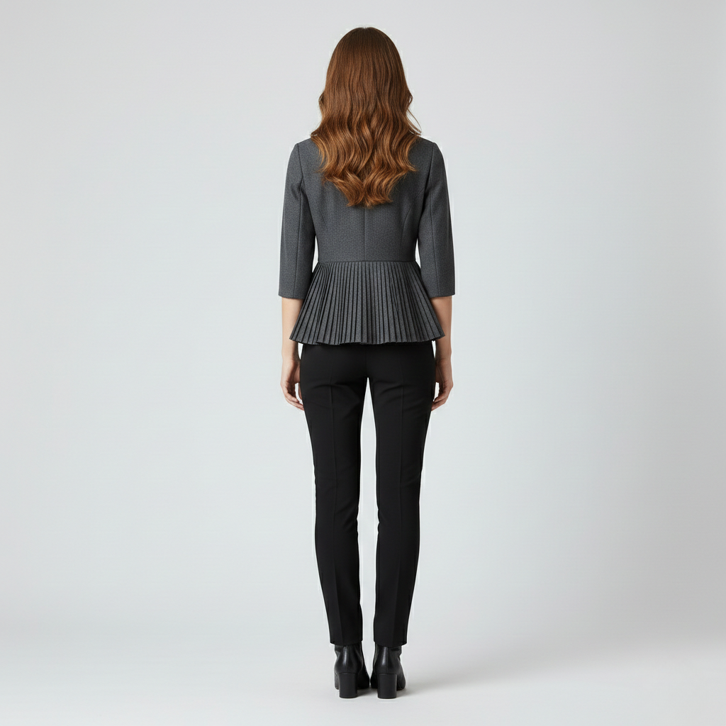 Pleated Peplum Tailored Blazer
