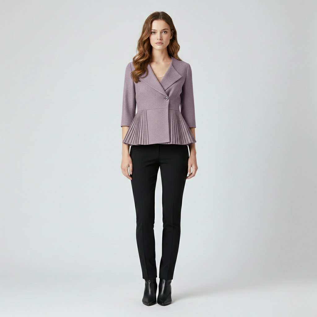 Pleated Peplum Tailored Blazer