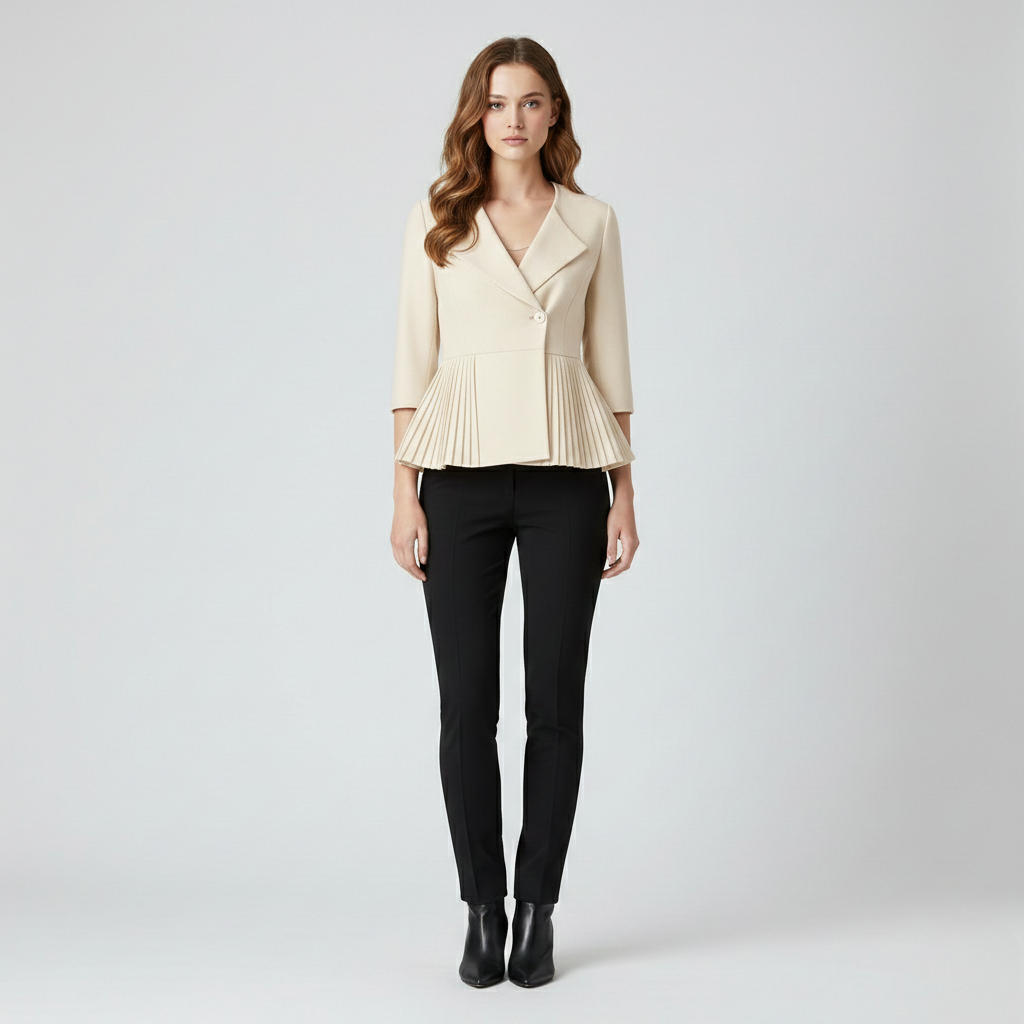 Pleated Peplum Tailored Blazer