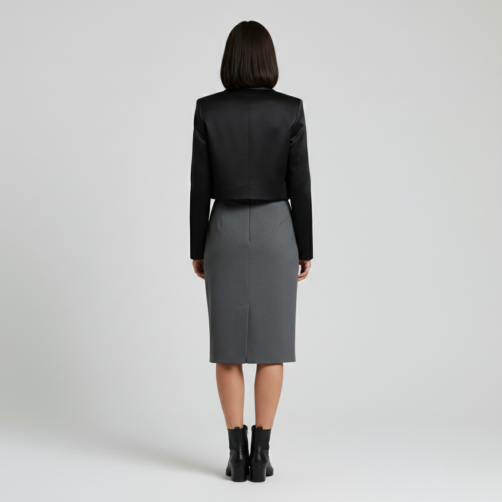Cropped Satin Tailored Blazer