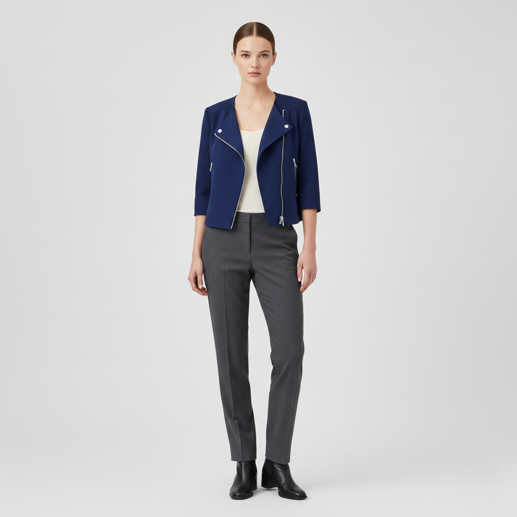Structured Zip-Detail Cropped Jacket