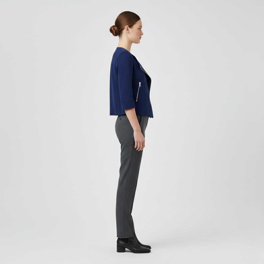 Structured Zip-Detail Cropped Jacket