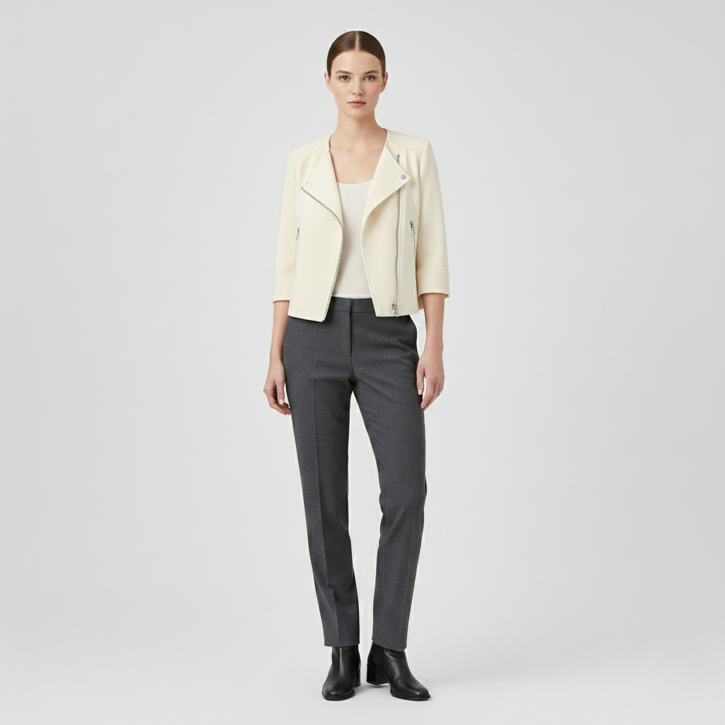 Structured Zip-Detail Cropped Jacket