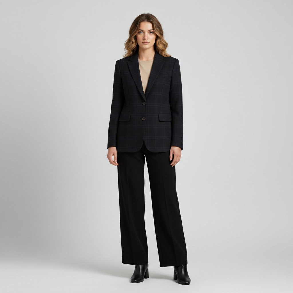 Classic Plaid Tailored Blazer