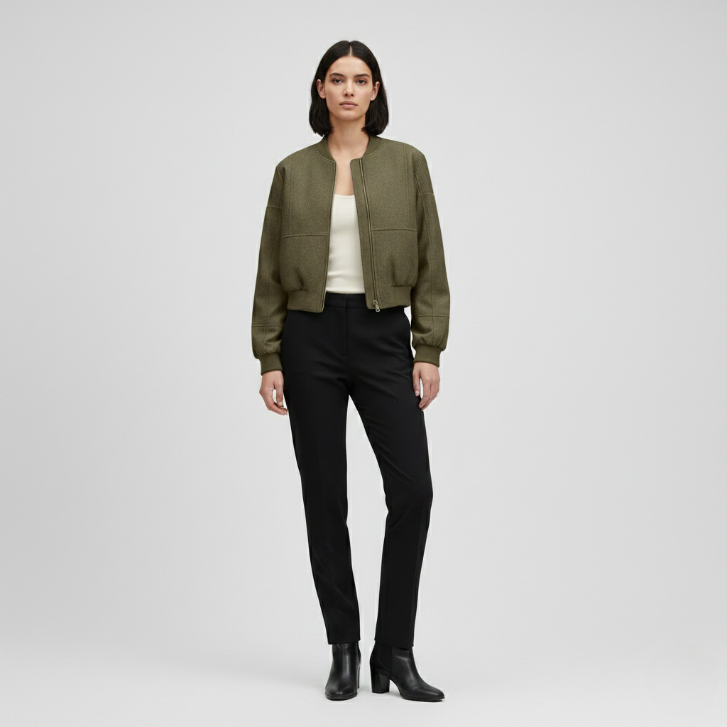 Structured Zip-Up Bomber Jacket