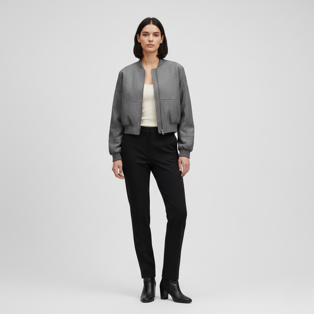 Structured Zip-Up Bomber Jacket