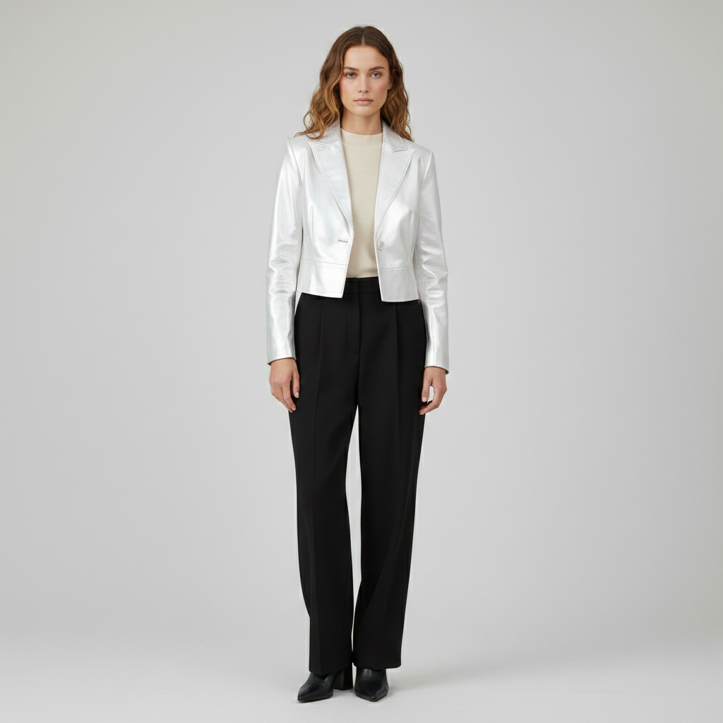 Metallic Cropped Tailored Blazer