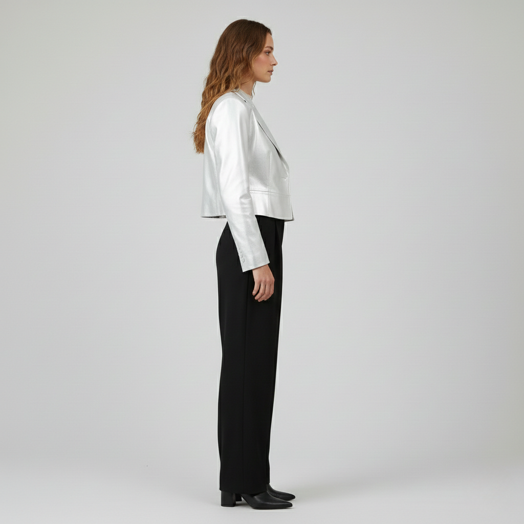 Metallic Cropped Tailored Blazer